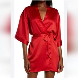 Victoria's secret red silky robe womens size s/p m/m short